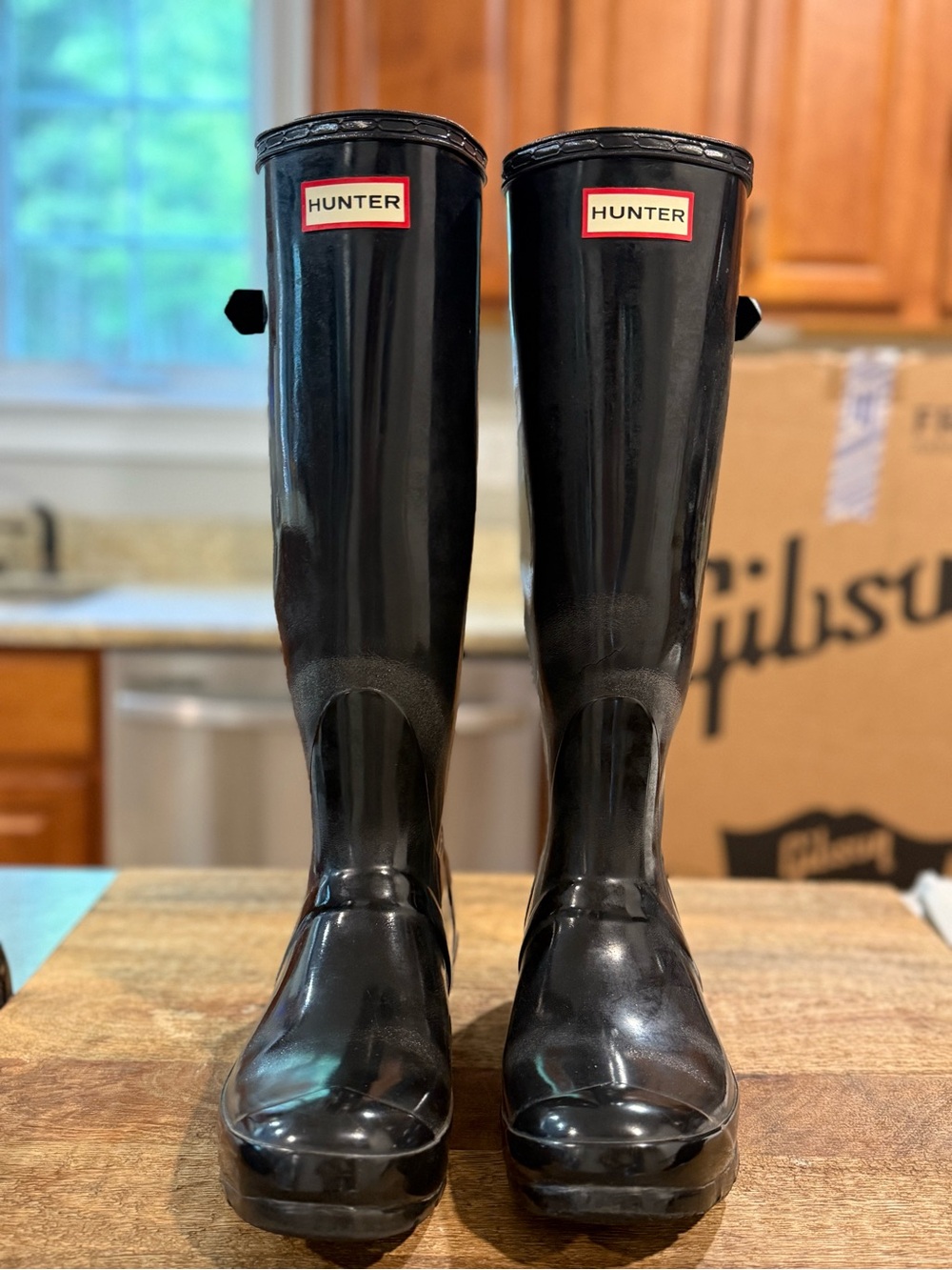 Hunter Women's Tall Gloss Black Rain Boots